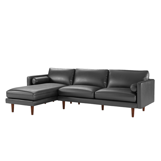 Oana Mid-Century Faux Leather Sectional Sofa by iNSPIRE Q Modern