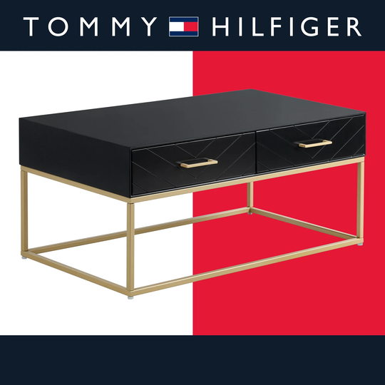 Tommy Hilfiger Ellias Table Collection, Black and Gold