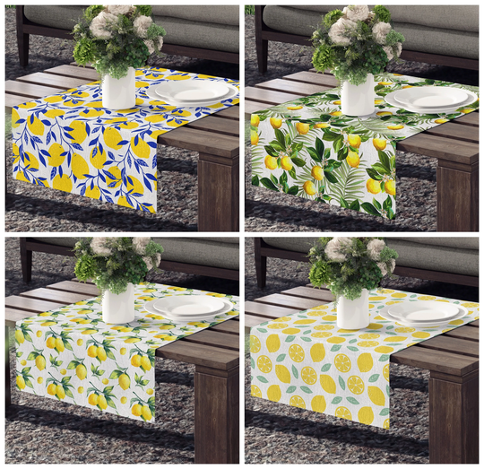 Lemon Table Runner|Outdoor Dine Table|Lemon Kitchen Decor|Summer Home Decor|Leaves Runner|Custom Runner