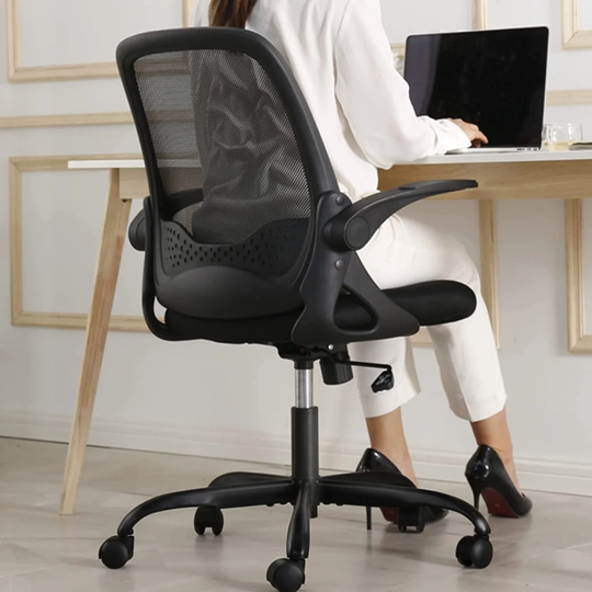 Office Chair, Breathable Mesh Computer Chair, Comfy Swivel Task Chair with Flip-up Armrests and Adjustable Height