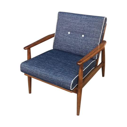 Mid Century Curated Danish Walnut Lounge Chair With New Cushions