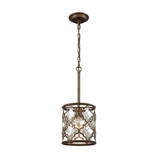 Armand Weathered Bronze with Champagne-plated Crystal 1-light Pendant