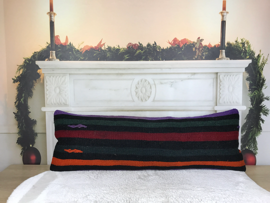 Kilim Sofa Cushion, Rustic Style Pillow, Bench Lumbar Outdoor Pillows, Turkish Pillow Cover, Home Decor 12x36 2421