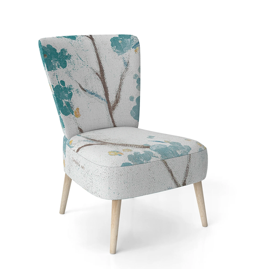 Designart 'Teal Cherry Blossoms II' Upholstered Traditional Accent Chair