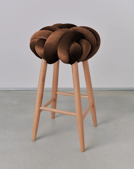 Acorn Velvet Knot Bar Stool, Design Chair, Modern Industrial Wood Bar Velvet Stool