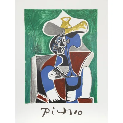 Buste Au Chapeau Jaune Et Gris by - Painting on