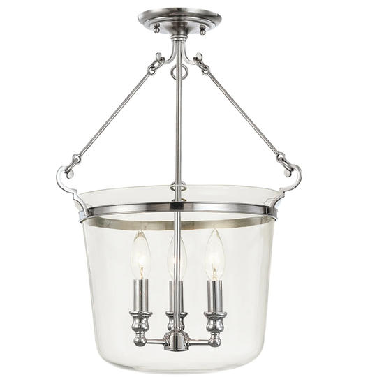 Hudson Valley Quinton 3-light Semi Flush, Polished Nickel