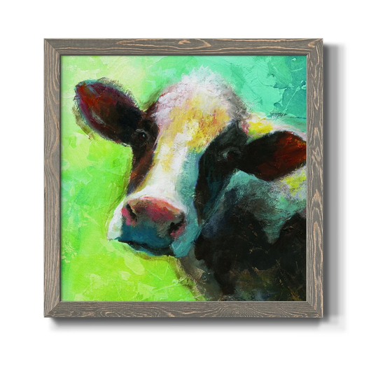 Colorful Quirky Cow-Premium Framed Canvas - Ready to Hang