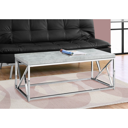 Grey Cement With Chrome Metal Coffee Table