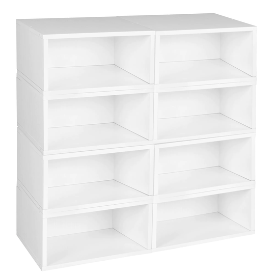 Noble Connect Storage Set- 8 Half Size Cubes- White Wood Grain