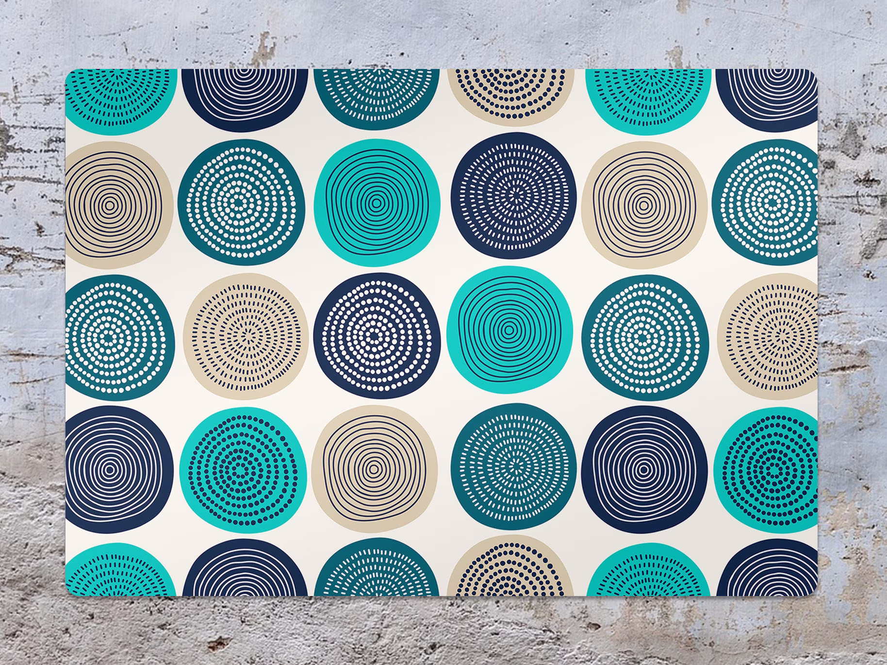 Abstract Snails Chair Mat, Blue Protective Beige Splat Art Deco Vinyl Floor Office Room Rug, Comfort Mat