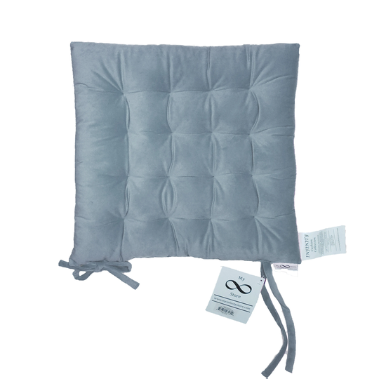 Infinity Collection Blue Gray 16" Square Chair Pad/Cushion Tie Backs Reversible Tufted Plush For Kitchen Bar Stool Dining Room