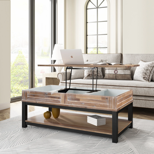 Lift Top Coffee Table with Inner Storage Space and Shelf