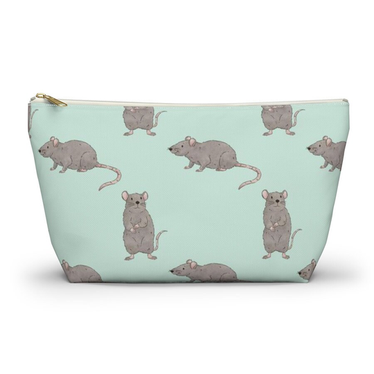 Rat Pouch, Pencil Case, Animal Custom Teacher Bridesmaid Cosmetic Bag, Mouse Zipper Makeup Accessory Pouch