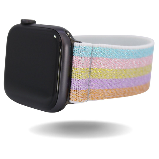Elastic Watch Band For Apple - All Series | Models 1 8, Se, Ultra | Light Rainbow Glitter Handmade Stretchy Comfy Strap
