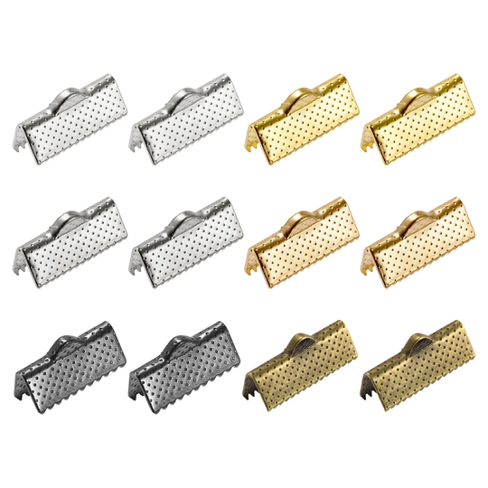 240Pcs Ribbon Crimp Clamp Ends 16mm Cord End Clasp for DIY Craft 6 Colors - 6 Assorted Colors