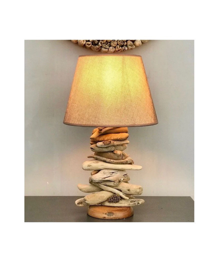 Handmade Table Lamp, Unique Driftwood Wood Beige Bedroom Lampshade, Livingroom Decor, Decor