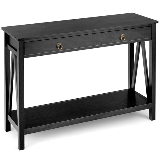Console Table with 2 Drawer Storage Shelf for Entryway Hallway - 42" x 14" x 31" (L x W x H)