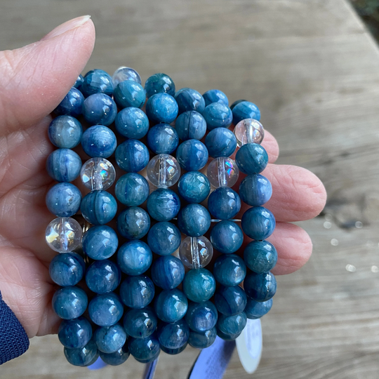Blue Kyanite & Angel Aura Grounding Bracelet Bra15