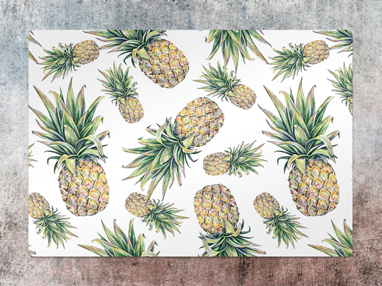 Pineapples Chair Mat, Green Splat Yellow Vinyl Floor Tropical Protective Pvc Office Room Rug, Kids Decor
