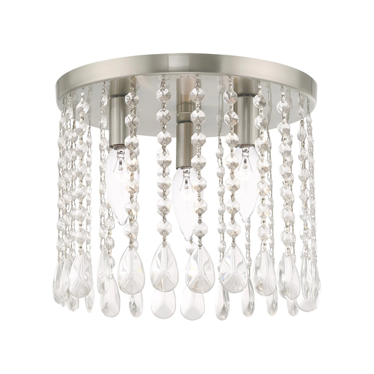 Livex Lighting Elizabeth 3-Light Brushed Nickel Ceiling Mount - 11"Dia. x 9.25"H