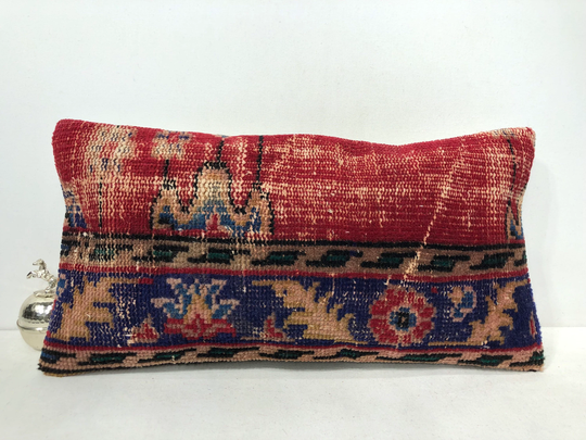 Beige Kilim Pillow, Colorful Sofa Rectangle Embroidered Pillow, 16x24 Pillow Cover, Lumbar Pillow