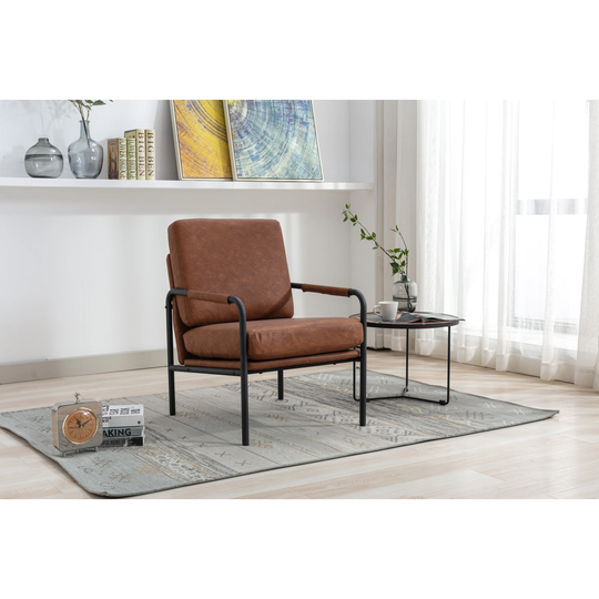 PU leather Armchair Leisure Chair With Black Metal Legs,Accent chair for Living/family room/Bedroom 1 piece