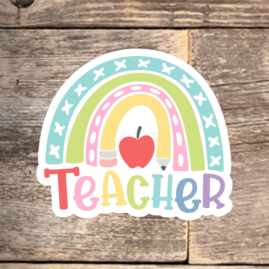 Pencil Rainbow Teacher Sticker