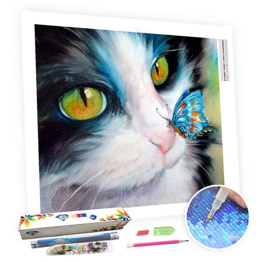 5D Diy Square Round Diamond Painting Kit Full Drill-Butterfly Cat-Diy By Number Rhinestone Pasted For Home Wall Decor