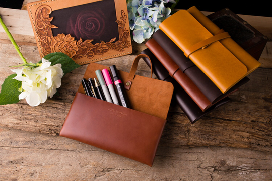 Ancicraft Leather Pouch Pen Pencil Accessory Case Holder Bag Purse Phone Wallet Gift