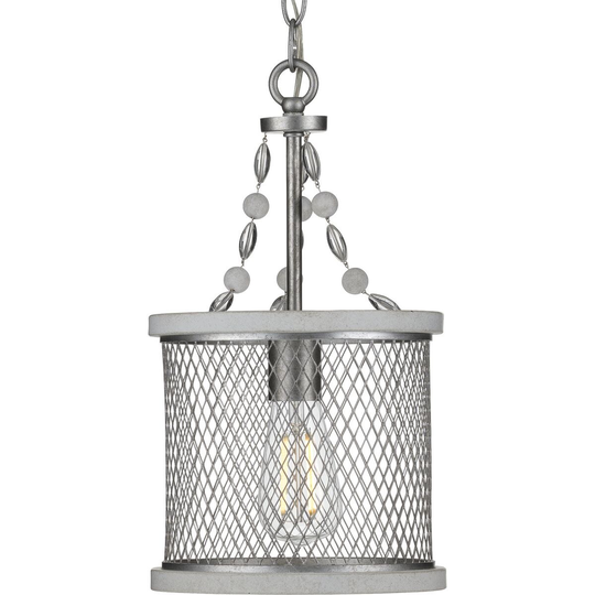 Austelle Collection One-Light Galvanized Finish Farmhouse Pendant Light - 14.570" x 11.420" x 11.420"