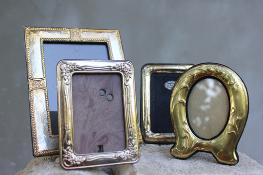 Set Of Silver Photo Frames Table Top Oval & Rectangular Art Nouveau Pictures Frames