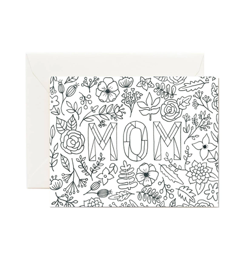 Mom Diy Coloring Card // For Mom, I Love You Just Because Card, Gift Mother, Thinking Of
