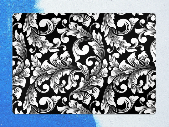 Luxury Old Chair Mat, Black Splat White Vinyl Floor Victorian Protective Pvc Flooring, Kids Room Decor