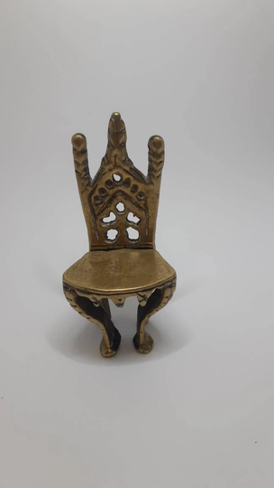 Antique Bronze Dollhouse Chair, Collectible Bronze Furniture