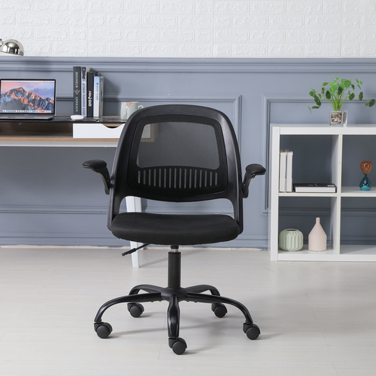 Office chair, home computer chair comfortable long sitting, with mesh backrest, ergonomic student desk writing chair black