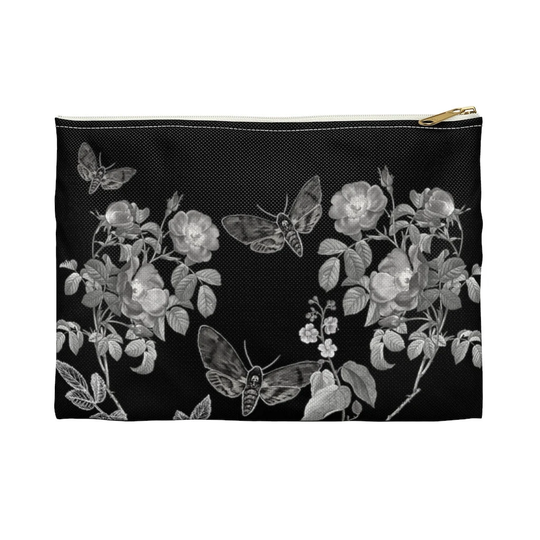 Goth Moth Zipper Pouch | Gothic Pencil Case Cosmetic Bag Witchy Travel Art Supply