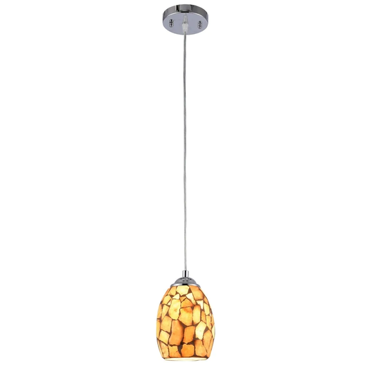 1-light Chrome Plated/Stone Glass Pendant