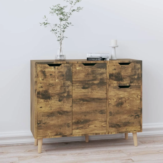 Sideboard Smoked Oak 35.4"x11.8"x28.3" Engineered Wood