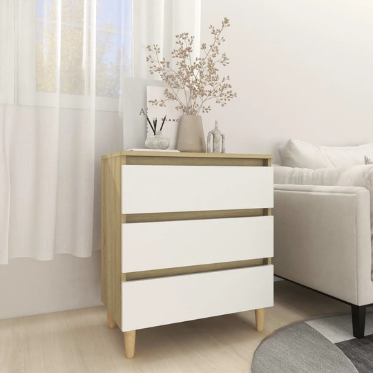 Sideboard White and Sonoma Oak 23.6"x13.7"x27.1" Chipboard