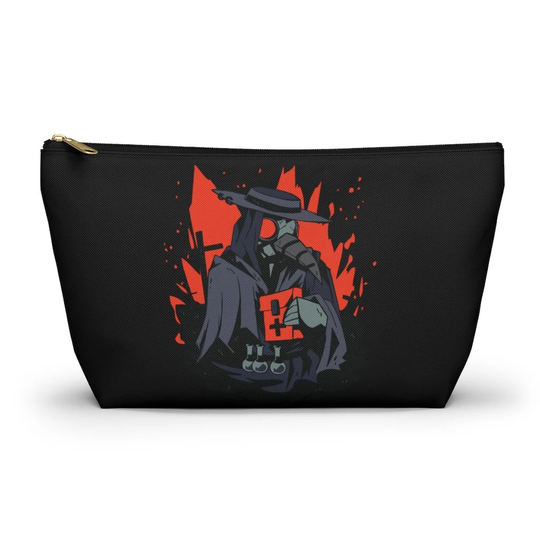 Plague Doctor Gothic Makeup Accessory Pouch With T-Bottom | Goth Girl Witchy Travel Bag Witchcraft School Pencil