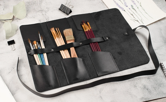 Makeup Brush & Pencil Roll, Men Leather Organizer, School Supplies Storage, Paint Artist Case, Fountain Pen Wrap Pouch, Custom Gift Teacher