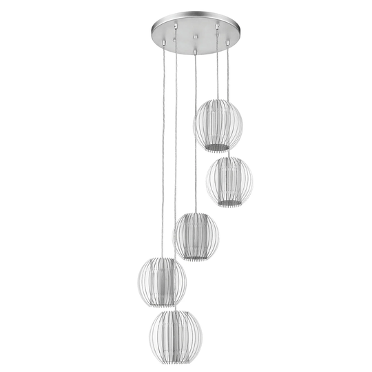 Phoenix 5-light Metallic SIlver Pendant