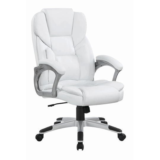 Casual White Faux Leather Office Chair - 26" x 28.75" x 43"