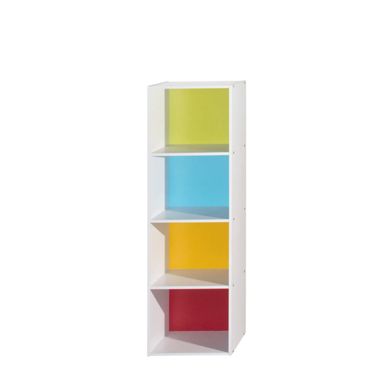 47.25" White and Blue Multipurpose Bookcase with 4-Shelves