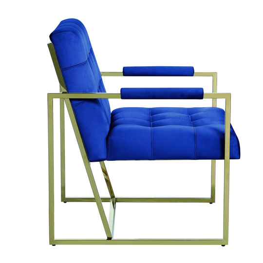 Modern Single Sofa Chair, Upholstered Accent Living Room Chair, Comfy Armchair with Golden Metal Legs