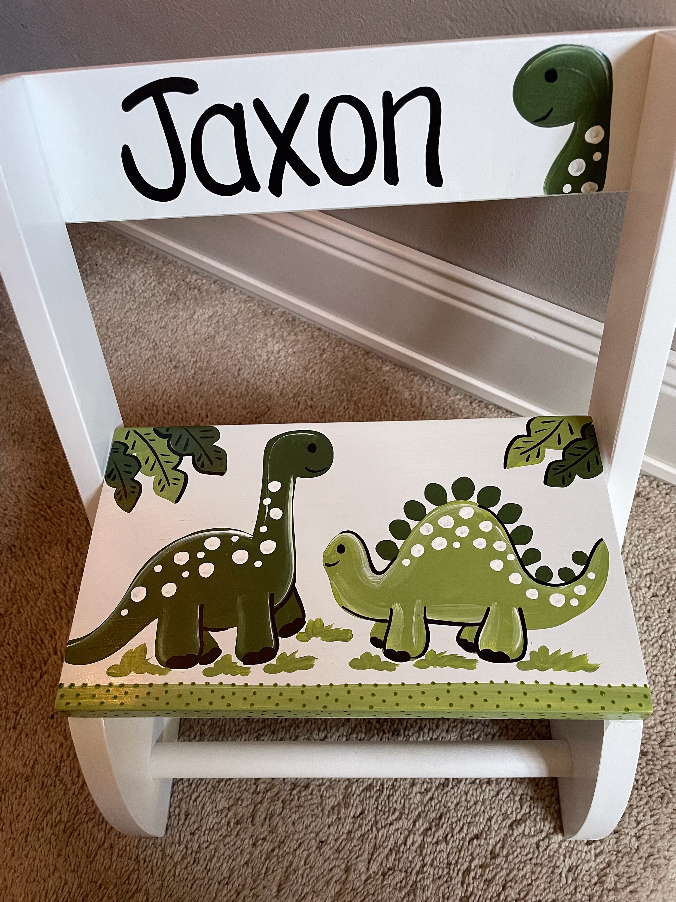 Personalized Chair Step Flip Stool Happy Mod Dino
