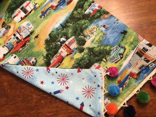 Vintagecamper Table Runner Patriotictable Vintagetravel Trailer Retro Rv Antique 4Th Ofjuly Camper Decor