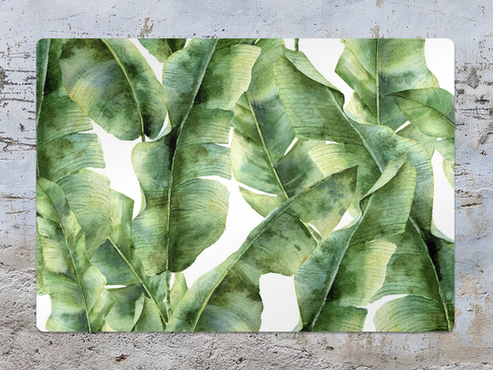 Big Green Leaf Palm Chair Mat, White Vinyl Floor Grass Protective Plants Splat Pad, Office Room Rug, Comfort Mat