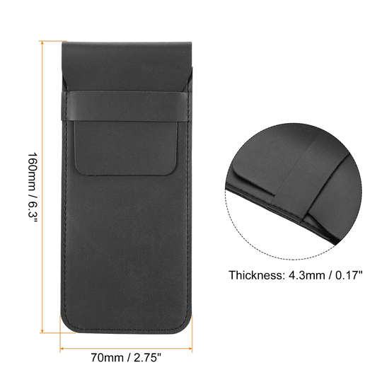 Pocket Pen Protector, Leather Pencil Sleeve Pouch Holder w Flip Cover